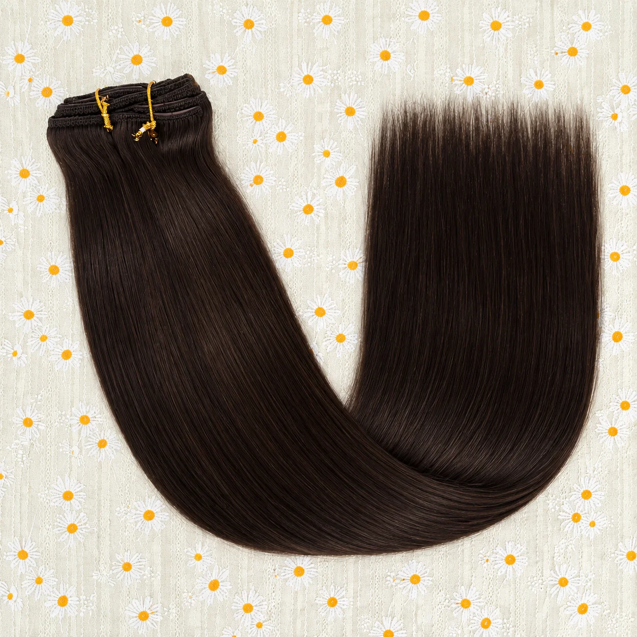 2# Dark Chocolate Brown Brazilian Remy Straight Clip On Hair Extensions 18 to 26 Inch 120G 7Pcs Per Set Clip In Real Human Hair For Women