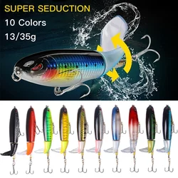 1 szt. Popper Fishing Lure 13g/15g/35g Crankbaits przynęty sztuczna przynęta do wędkowania obrotowy ogon woblery Topwater na szczupak