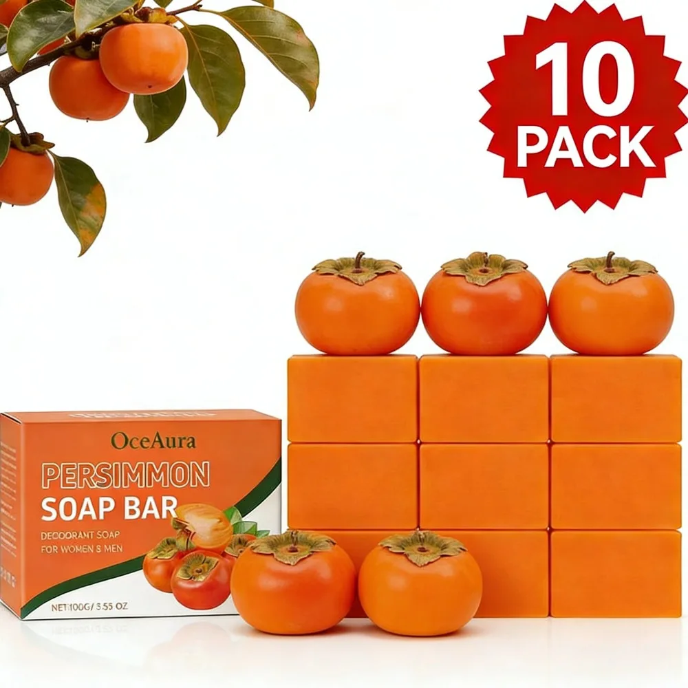 

1-10 шт. Мыло с экстрактом хурмы для очищения и ухода за телом, отшелушивающее и отбеливающее, фруктовое, ручной работы, для душа и умывания лица