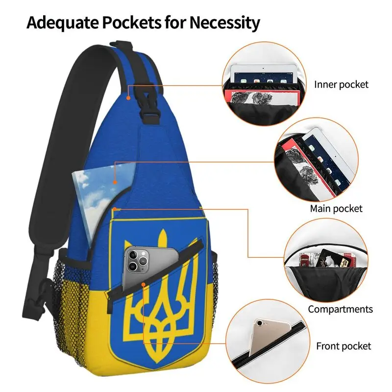 Flag Of Ukraine Sling Chest Bag Custom Ukrainian Patriotic Crossbody Shoulder Backpack for Men Travel Hiking Daypack