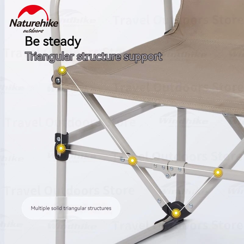 Naturehike Portable Chair Folding Stool Director Seat Outdoor Travel Beach Picnic Fishing Camping High Back Load Bearing 120kg