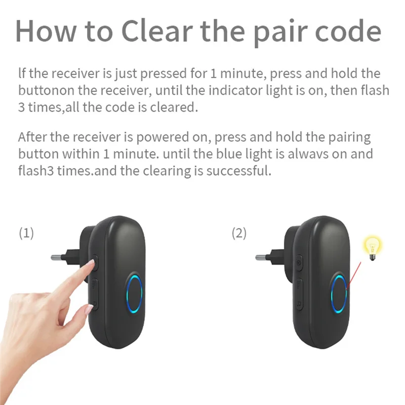 【Получшие предложения】Водонепроницаемый умный дверной звонок, беспроводной дверной звонок, домашний дверной звонок, интеллектуальный 4-уровневый регулятор громкости, 38 песен, дверной звонок