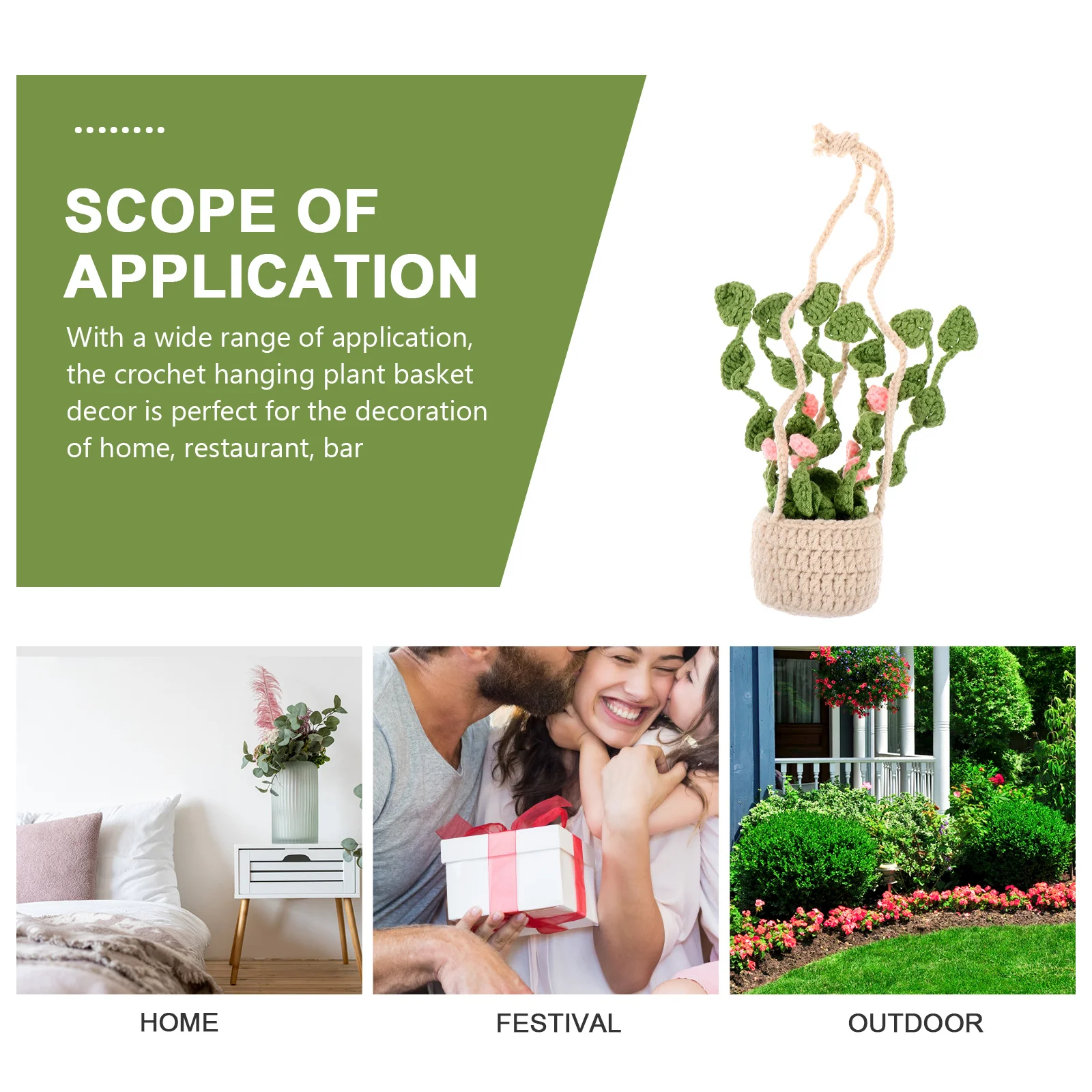 

Plant Basket For Car Interior Home Wall Decor, Crochet Car Hanging Ornament Rearview Mirror Accessories, Hanging Crochet Pendant