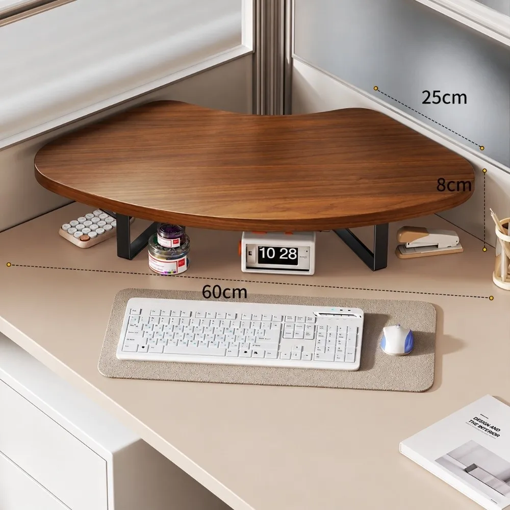 L-shaped Corner Curved Corner Computer Riser Sturdy Support Thick Metal Frame Monitor Riser Stand Height 8cm Laptop Holder Stand