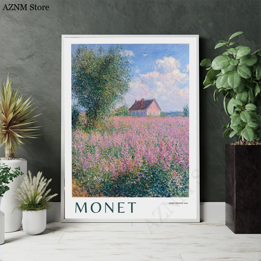 Monet Poppy Field Poster Modern Floral Prints Canvas Painting Claude Monet Wall Art Pictures Home Room Impressionism Decoration2