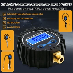 Tire pressure inflation gun digital display head digital display meter 1/4 (13MM) range 200PSI LED digital pressure gauge