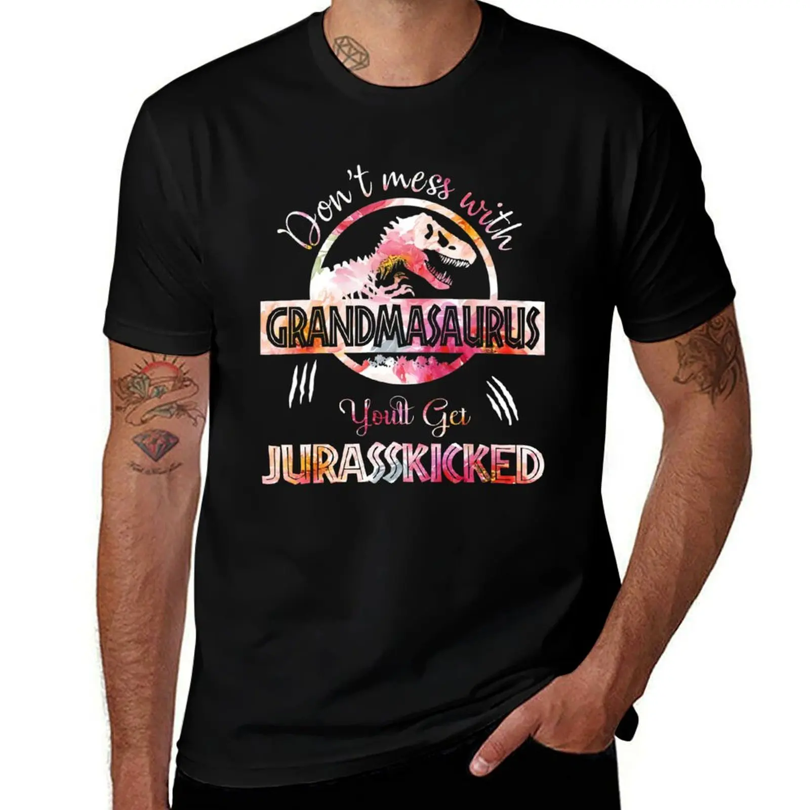 Dont Mess With Grandmasaurus Youll Get Jurasskicked Mothers Day T-Shirt Lightweight Basic Short Sleeve Shirt T-Shirt