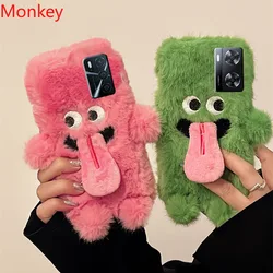 Cartoon Divertente Lingua Fuori Caso Per OPPO A57 A77S A17 A16 A15 A38 A98 A58 A78 A95 A94 A74 A54 Trova X5 A12E Peluche Morbido e Soffice Copertura