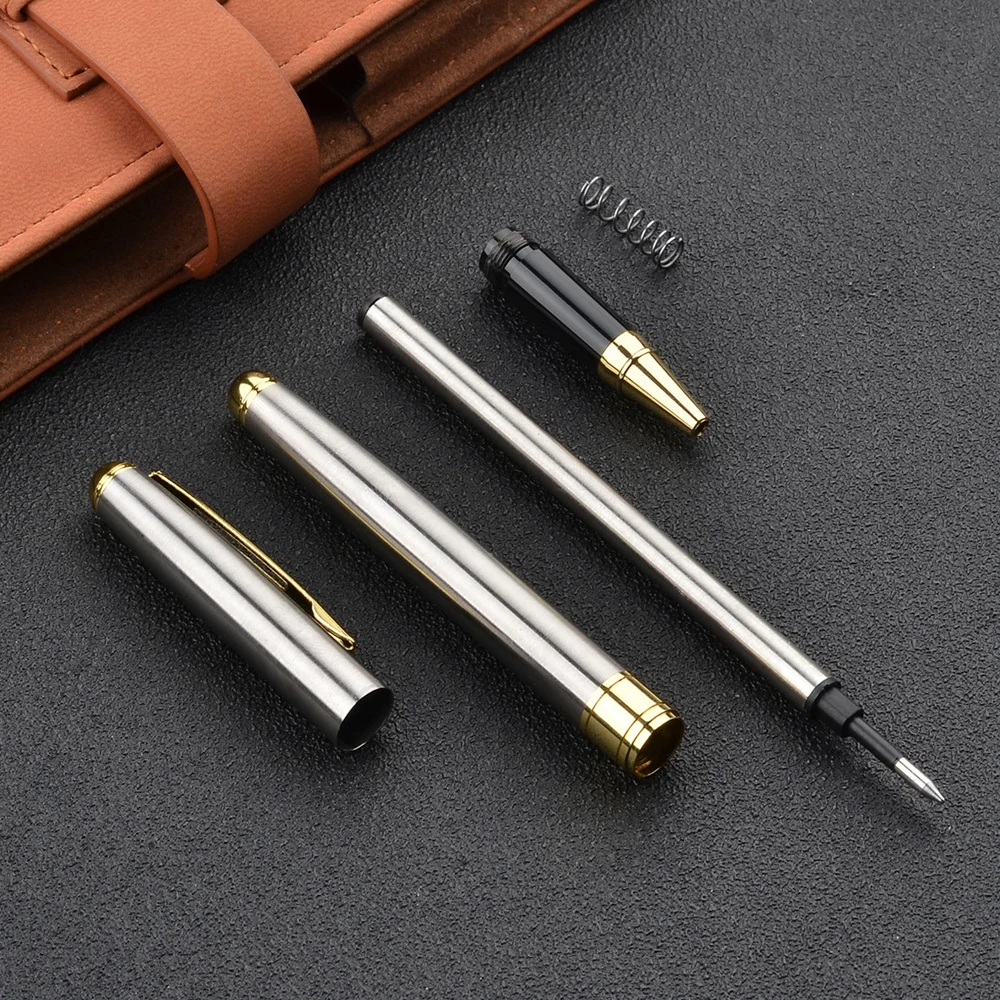 High Quality Ballpoint Pen Business Signing Pen Stainless Steel Material Replaceable Refill Office School Supplies Stationery