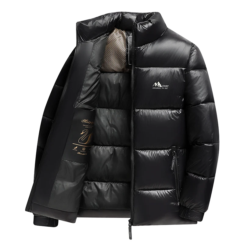 2025 Winter New Men's High Quality Bright Face Cotton Coat Cotton Coat Stand Collar Thick Zipper Cotton Coat Coat