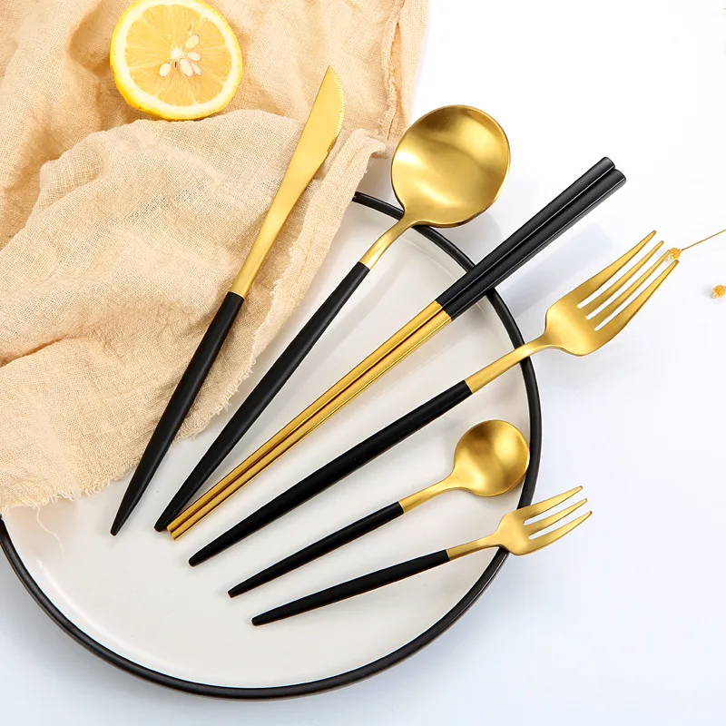 

4pcs/6pcs Dinnerware Set Luxury Cutlery Steel Set Quality Knives Forks Dining Dinner Set For Dinner & Hotel & Restaurant