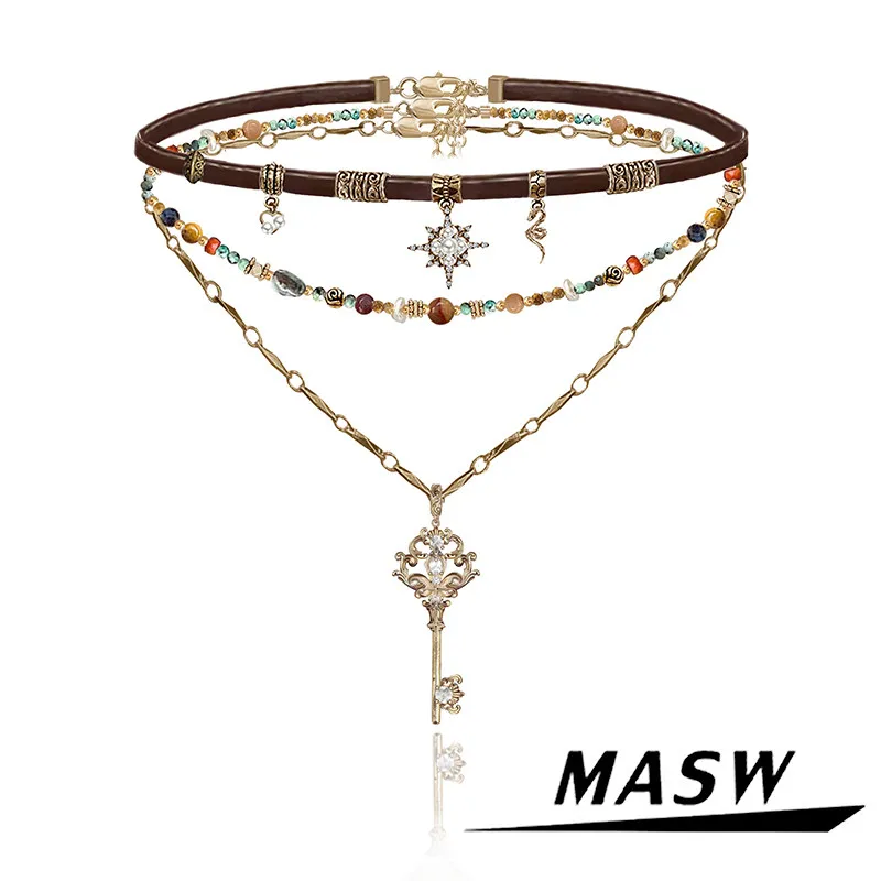 

MASW Original Design Vintage Luxury Temperament Key Pendant Necklace For Women Girl 2026 Trendy Jewelry Popular Accessories
