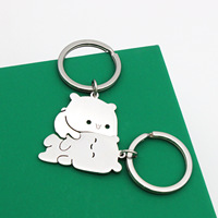 2Pcs Cartoon Cat Keychain Simple Cat Keyring Party Keychain Cat Lover Jewelry For Couple Pendant Key Chain Jewelry Gift