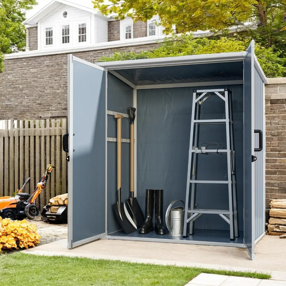 

Outdoor storage shed, resin shed with floor and lockable door, 80 cubic feet waterproof terrace storage cabinet