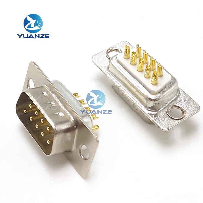 2PCS 3U Gold Plated Solid Pin DB9 Male Female Mount serial port CONNECTOR Solder Type D-Sub RS232 COM CONNECTORS 9pin Adapter