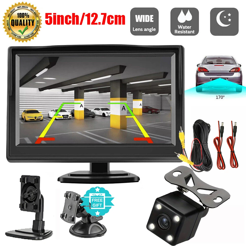 

5" Monitor+170° CMOS Car Rear View Backup Camera Reverse HD Night Vision Waterproof