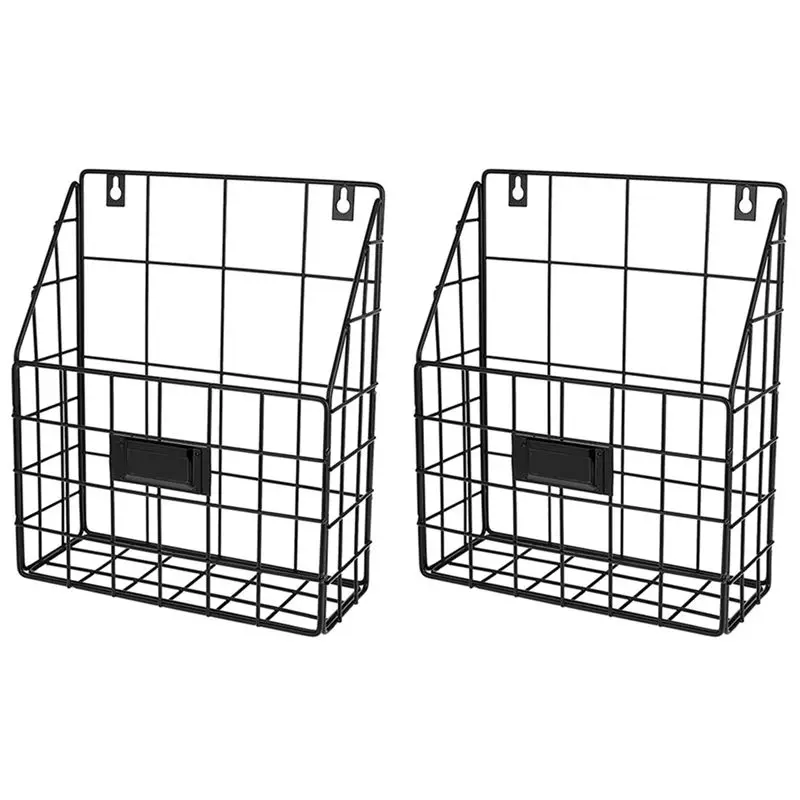 Delicate Texture-Wire Mail Basket - Wall Mounted Hanging Folder/Document Organizer - Economic & Easy To Install Tray (2 Slot)