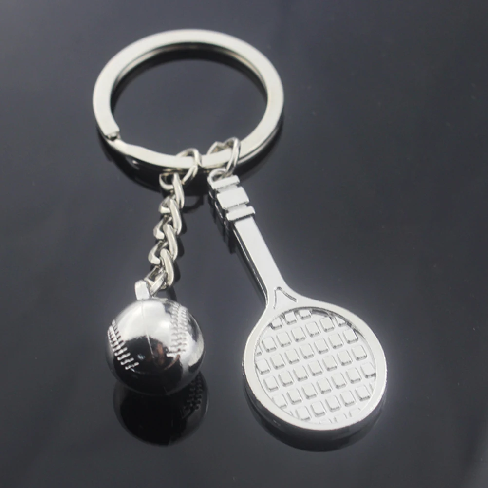 

Tennis Keychain Metal Keyring Creative Hanging Sports Memorial Gift Family Friends Durable Long Use Bag Cell Phone Car Key
