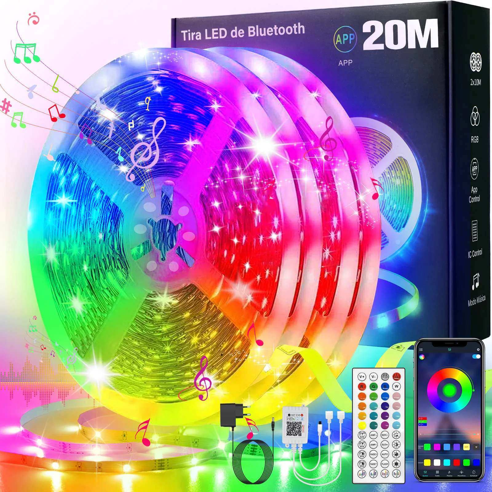 شريط أضواء LED ذكي 5 متر-40 متر مزامنة الموسيقى 24 فولت RGB مصباح ليد مع التطبيق وجهاز التحكم عن بعد إضاءة ديكورية لغرفة حفلات عيد الميلاد