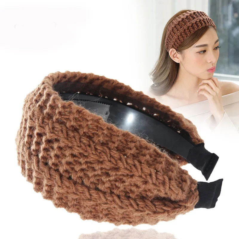 Knitted Wool Headband Age-Reducing Hair Band Wide Edge Toothed Face Washing Barrettes Hair accessories for Women Diademas