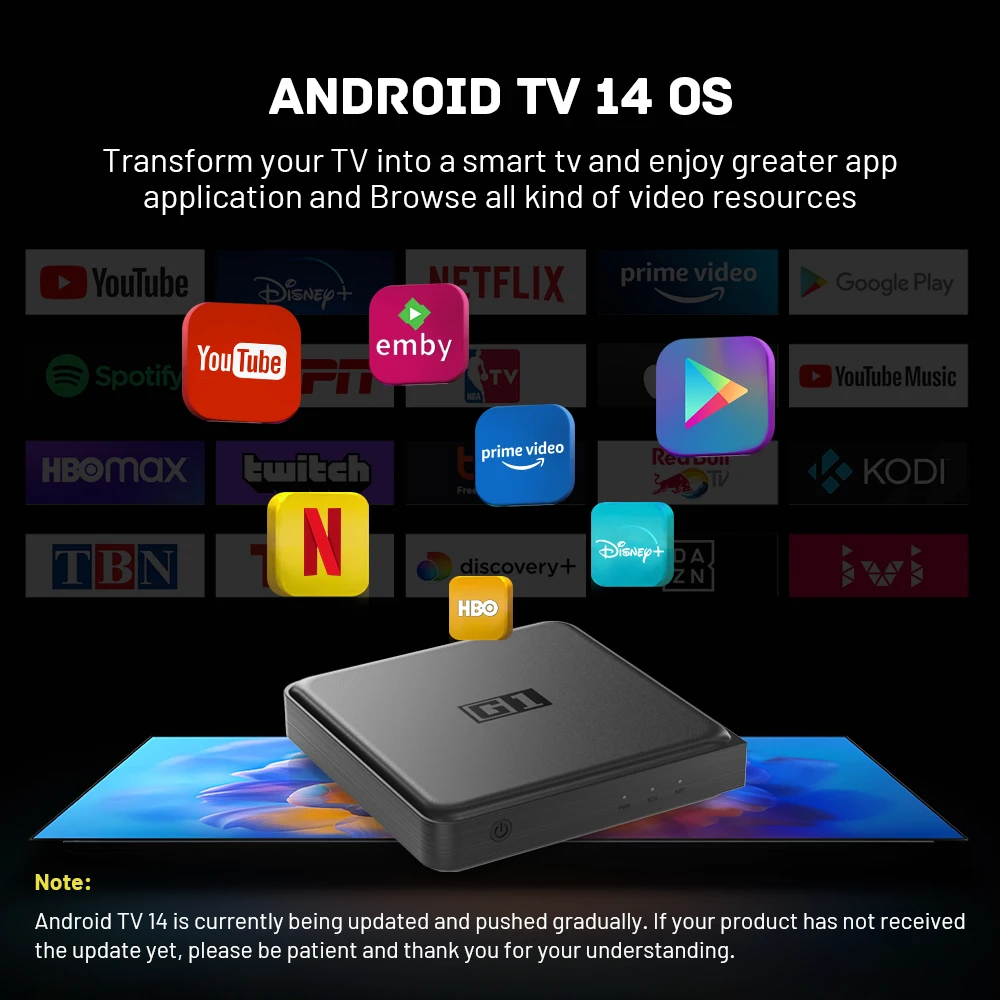 KINHANK Google Netflix Certified Android 14 Smart TV Box Dolby Vision 4K HDR AV1 4G 32G WIFI6 Google Assistant Set-top Box