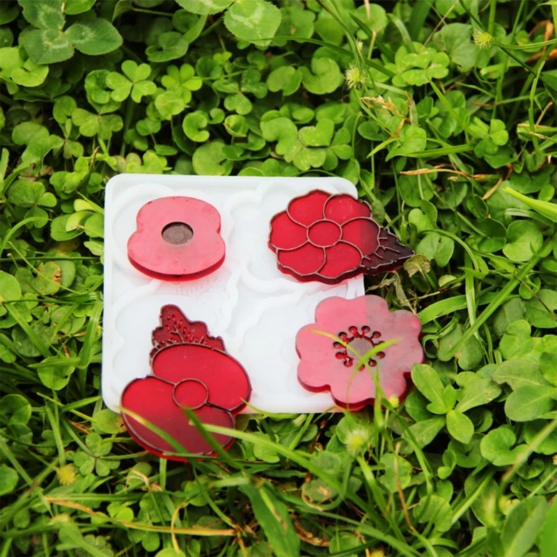 Moule en Silicone polyvalent en forme fleur coquelicot, en époxy pour les amateurs bijoux