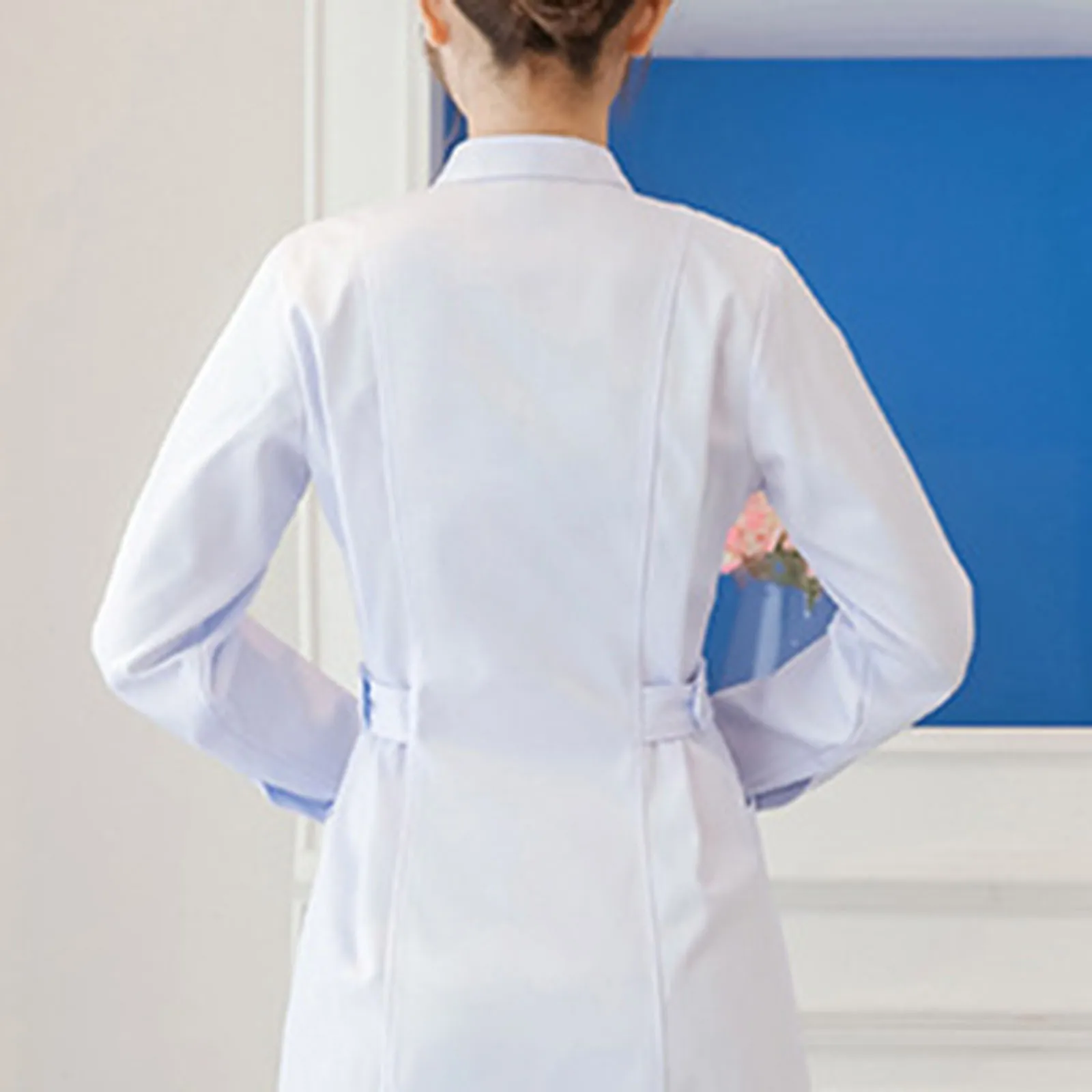 Long Sleeve Nurse Uniform Women's Lab Coat Winter Pharmacy Beauty Salon Intern Work Uniform Set Plus Size Dress Coat