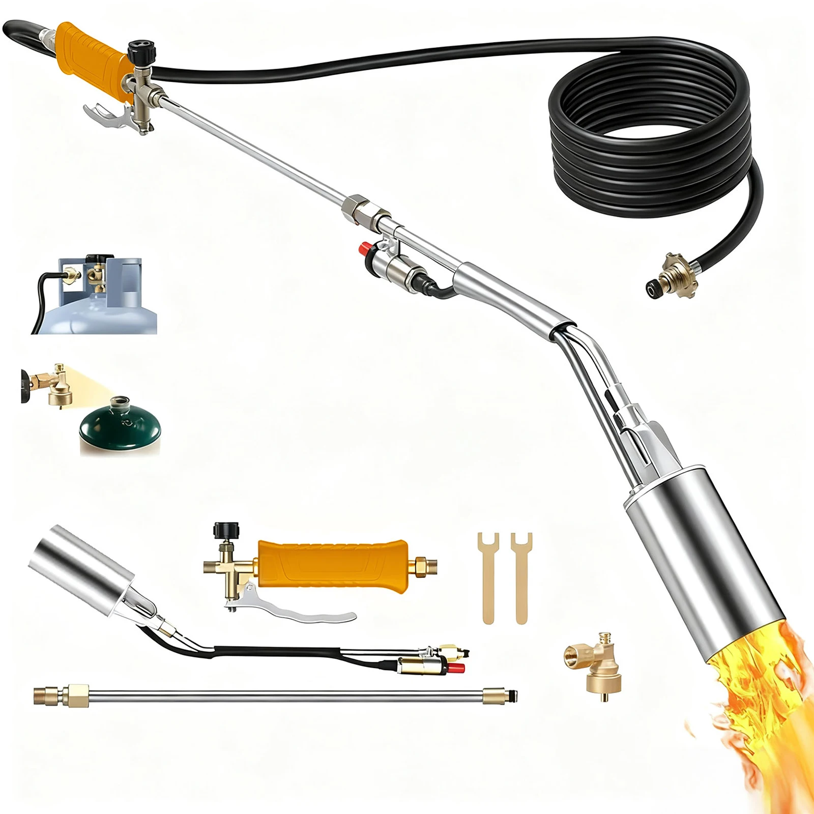 

Propane Torch Weed Burner Kit 10FT Hose Heavy Duty with Self Igniter Turbo Control Lever for Weeding Roofing Melting Ice BBQ