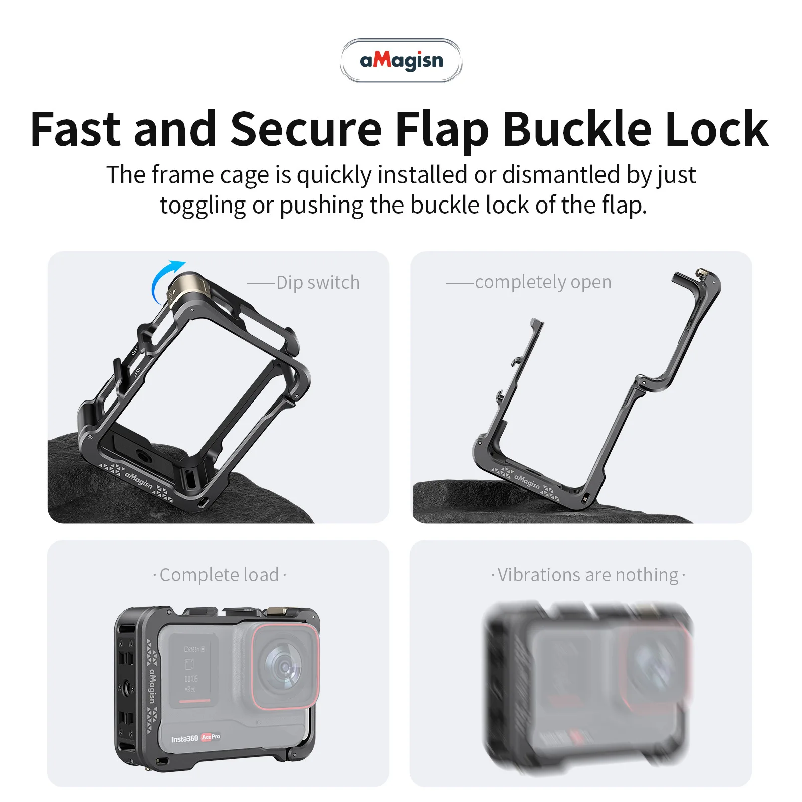 โลหะกรงกระต่ายสําหรับ Insta360 Ace Pro2/Ace Pro/Ace QUICK RELEASE กรอบป้องกันสําหรับ Insta360 Ace อุปกรณ์เสริม