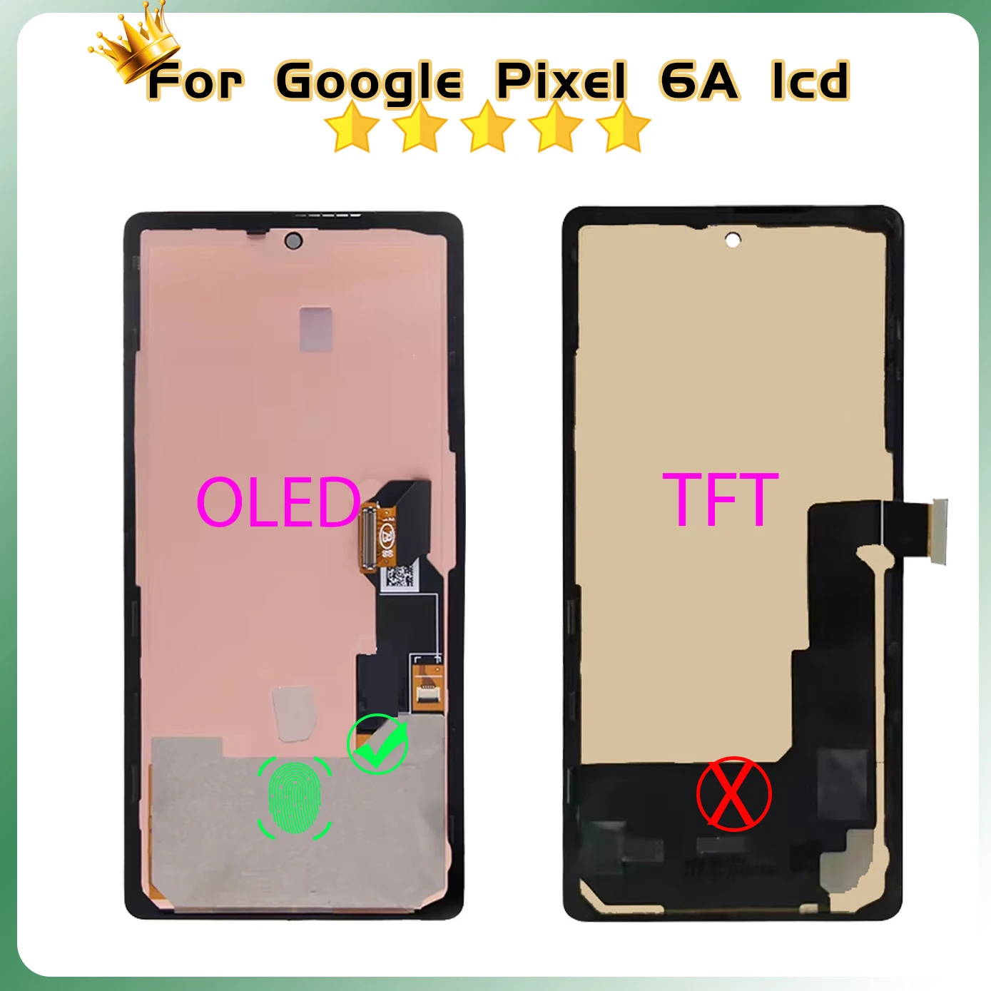 OLED/TFT Display for Google Pixel 6a GX7AS GB62Z G1AZG GB17L Lcd Display Touch Screen with Frame Pixel 6A Screen Assembly