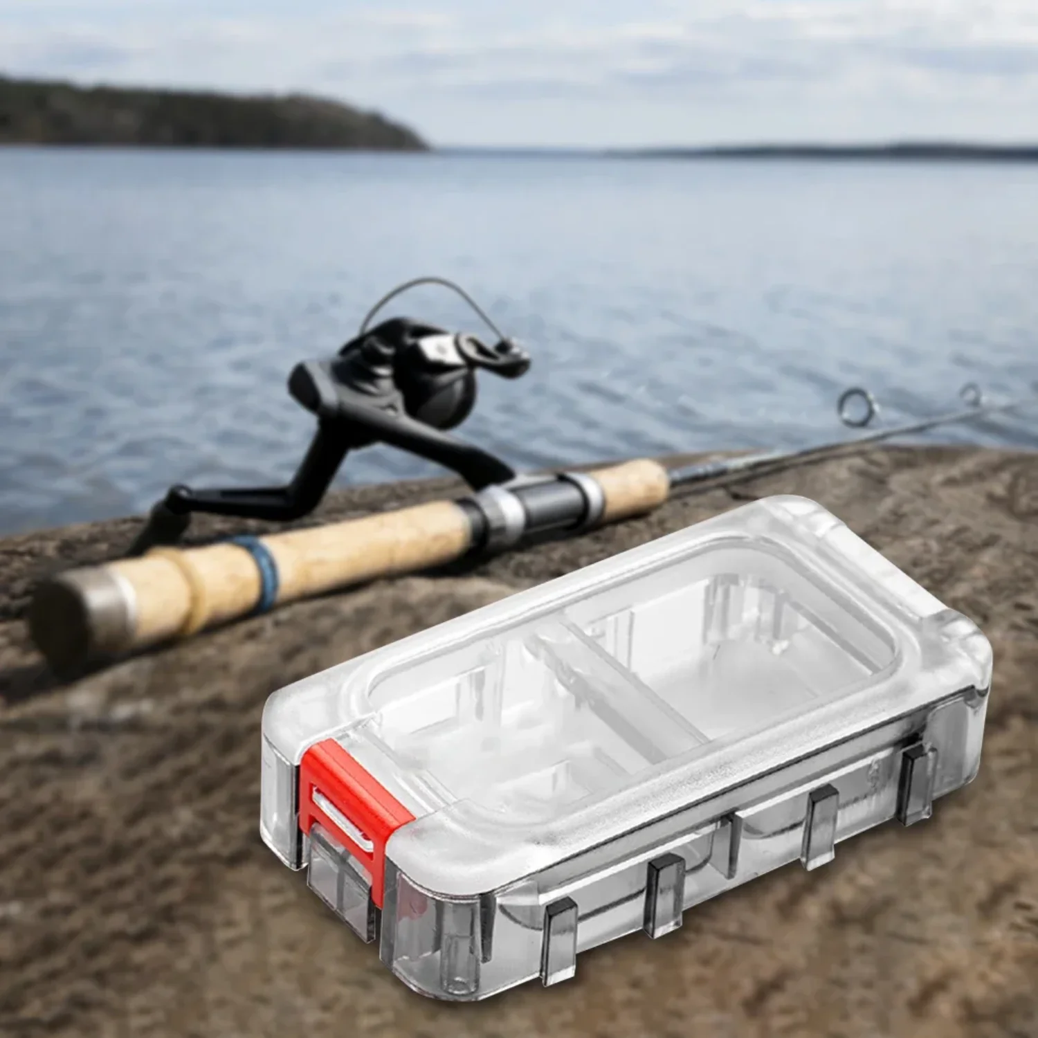 

Fishing Tackle Box Expandable Fishing Tackle Box Double Side Fishing Hook Container Clear Top Fishing Lure Box