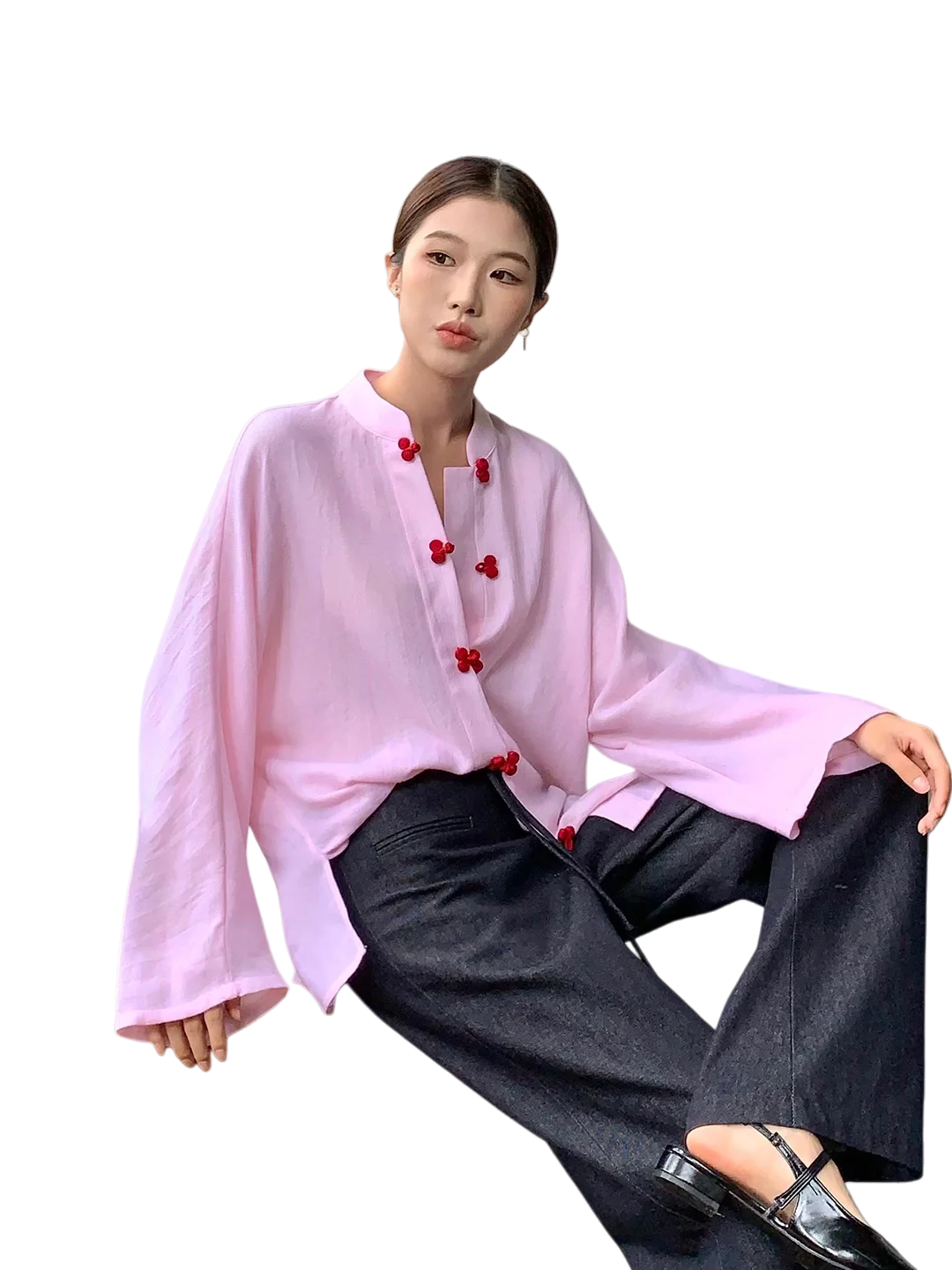 New Chinese Style Loose Casual Women's Shirt Summer 2026 Pink Minimalist Luxury National Trend Loose Old Money Style Top