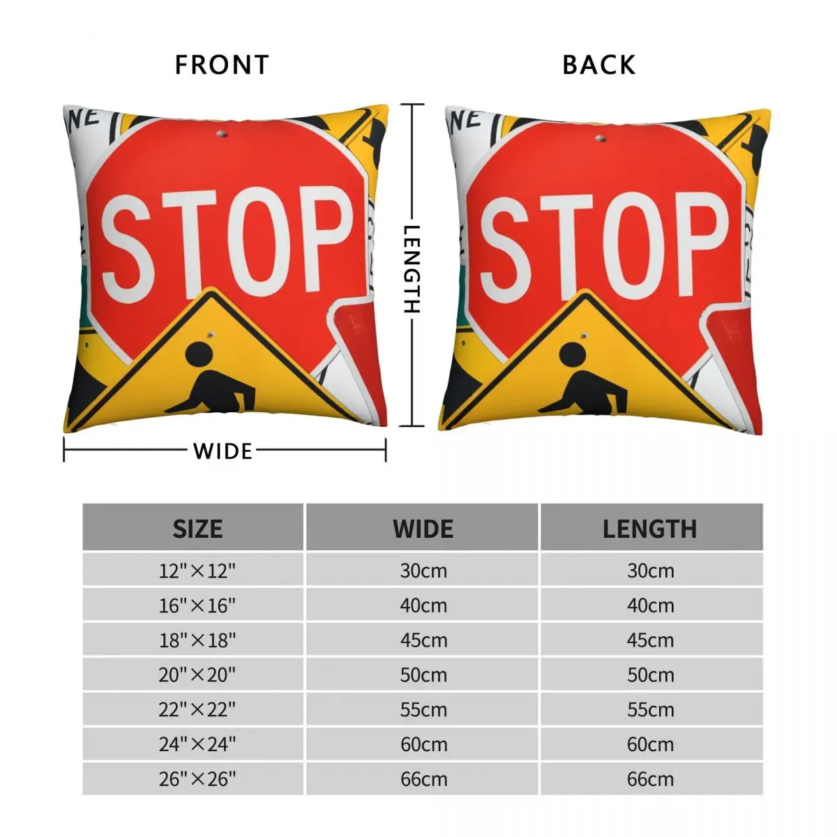 Signs Stop Square Pillowcase Polyester Linen Velvet Printed Zip Decor Pillow Case Sofa Cushion Cover 18