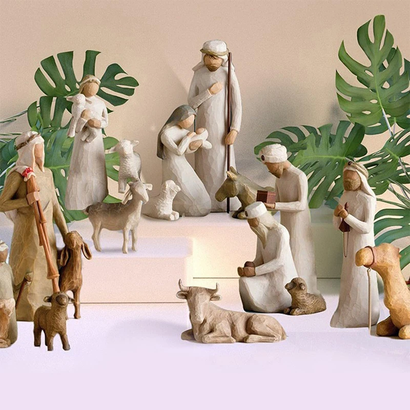 Christmas Jesus Nativity Scene Figures Christian Decor Manger Figurines Set Resin Statue Ornament For Catholic Church