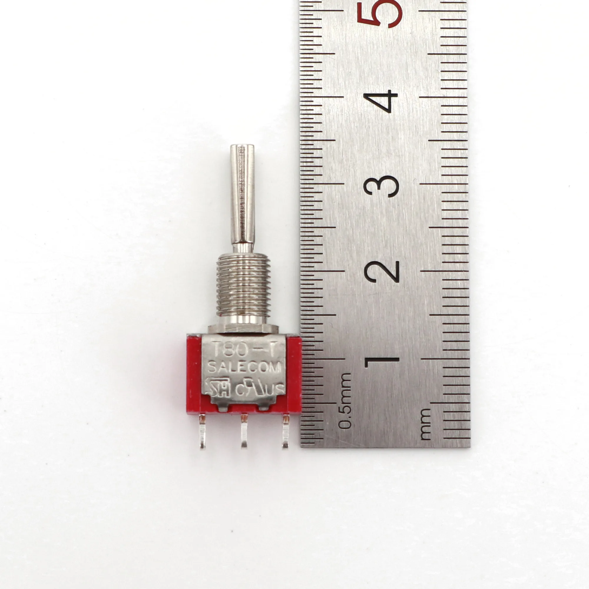 10Pcs SH T8014A-U Flat Lever 3Pin Momentary MOM-OFF-MOM Self-Return SPDT Mini Toggle Switch
