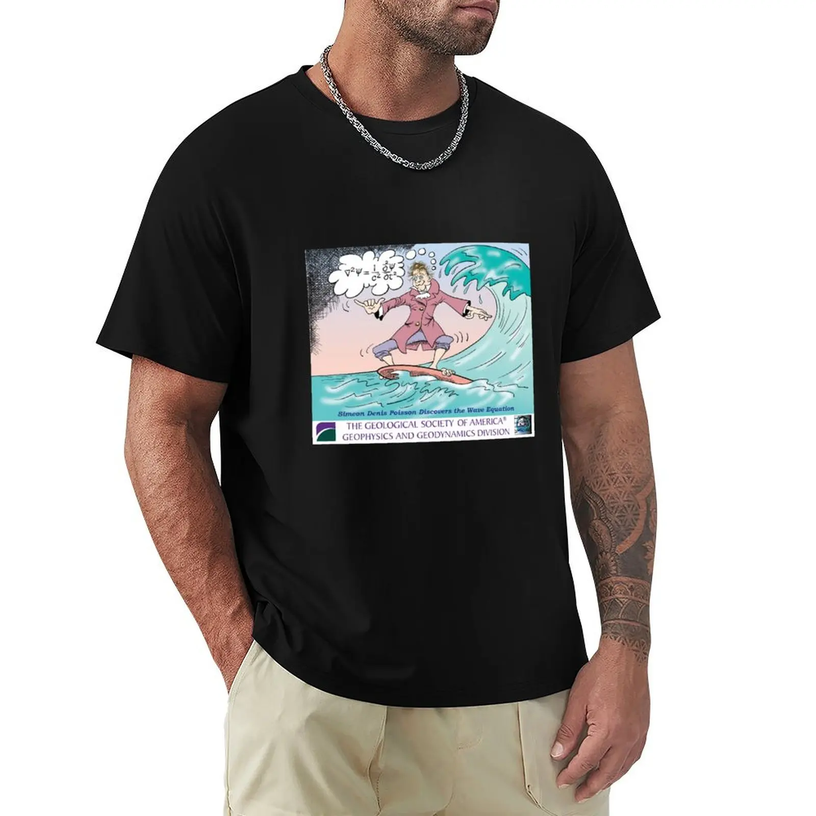 Poisson and Waves T-Shirt Basic Solid Color Casual Tee Shirt