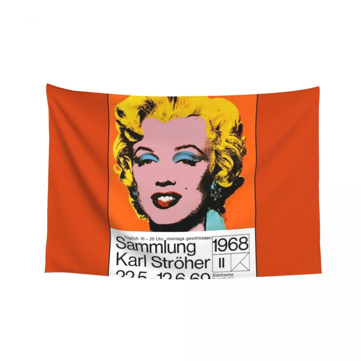 

WARHOL : Vintage 1968 Art Show Print in Dusseldorf Germany Tapestry Room Decorating Aesthetic Wallpaper Tapestry
