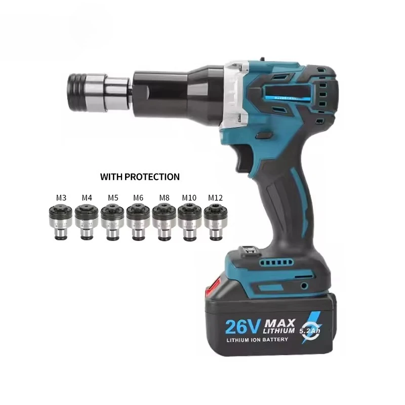 

9158-4 Convenient Automatic Electric Tappings Machine Handheld Lithium Threading Back 2 Batteries & 7 Protected Collets