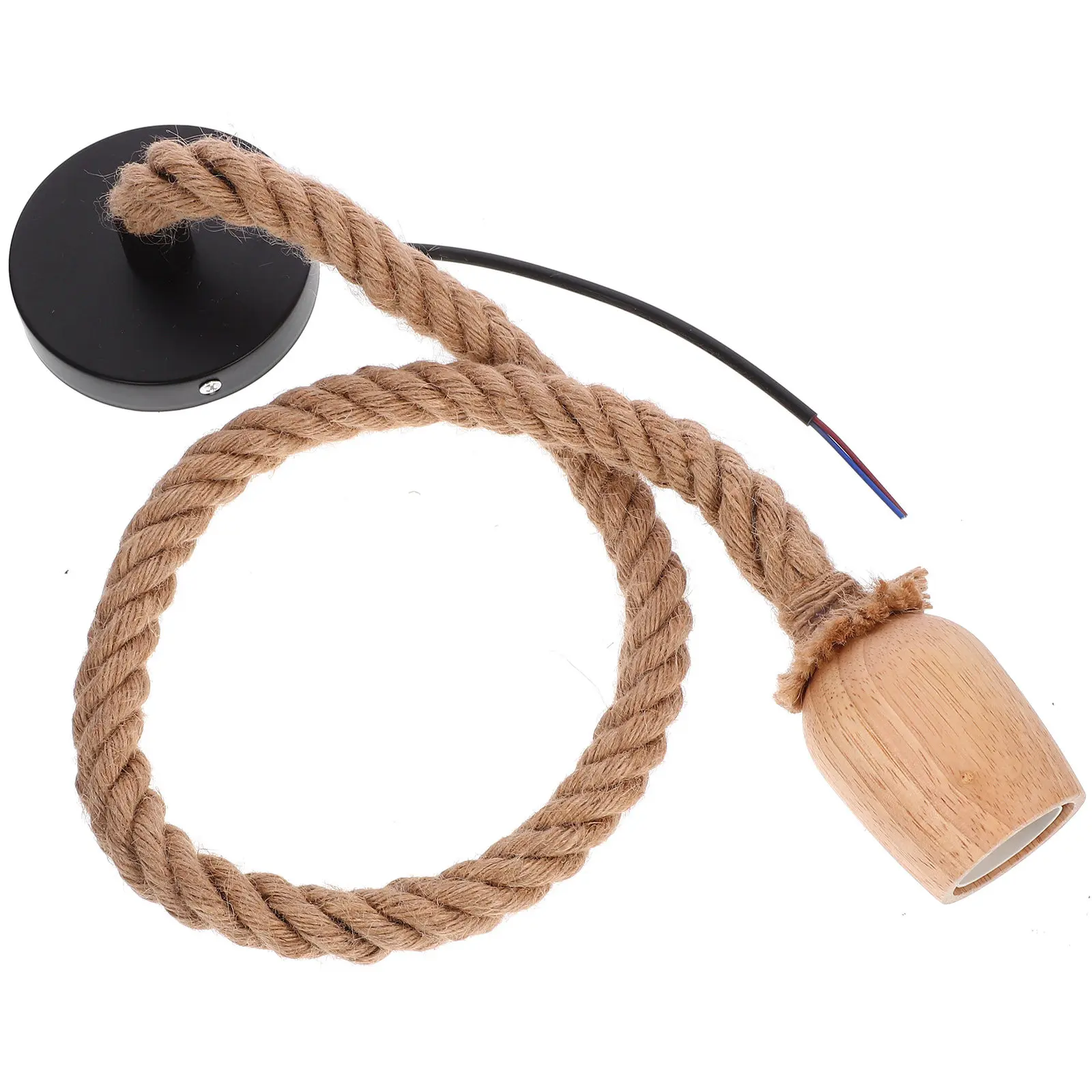 

Ретро-комплект для подвесного светильника: держатель из джутовой веревки и дерева для гостиной и спальни, винтажный патрон, шнур для подвесного освещения