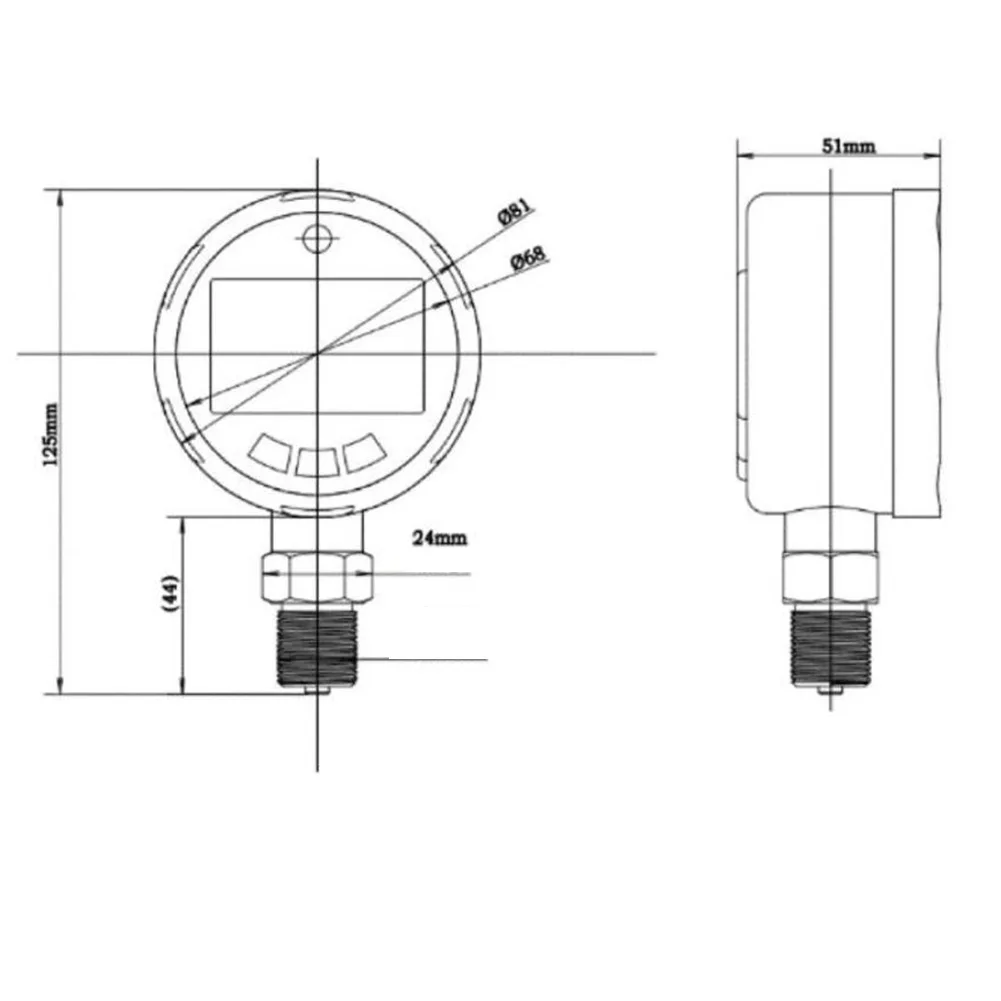 Robust Digital Hydraulic Pressure Gauge G1/4 80mm Gray for Demanding Environments with Vibration Resistance Design