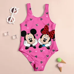 New MINISO Girl Summer One-Piece Swimsuit Fashion Cartoon Cute Hellokitty Print Women Swimwear Sleeveless Swim 2024 Clothing