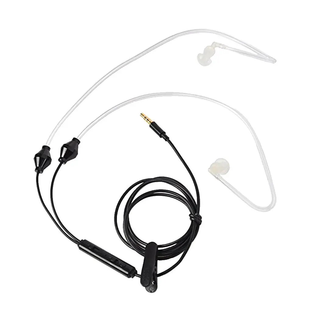 3.5Mm Stereo Luchtbuis Bedrade Oortelefoon Anti-Straling Binaurale Headsets Geluidsisolerende Oordopjes Met Microfoon Voor Mobiele Telefoon