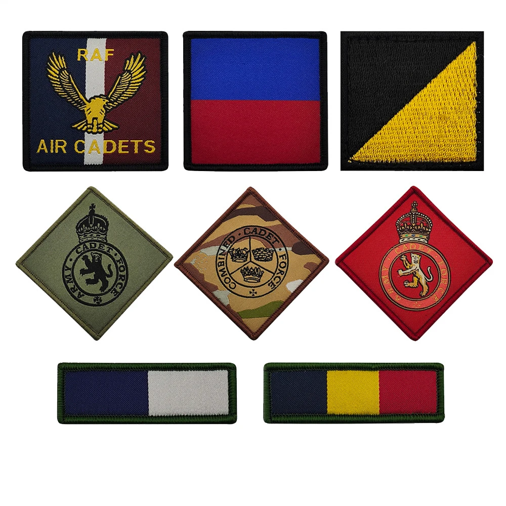Insignia táctica de cadetes de la RAF, emblema de la escuela del ejército británico, parche para mochila de fanáticos del ejército, parche para chaqueta con adhesivo.