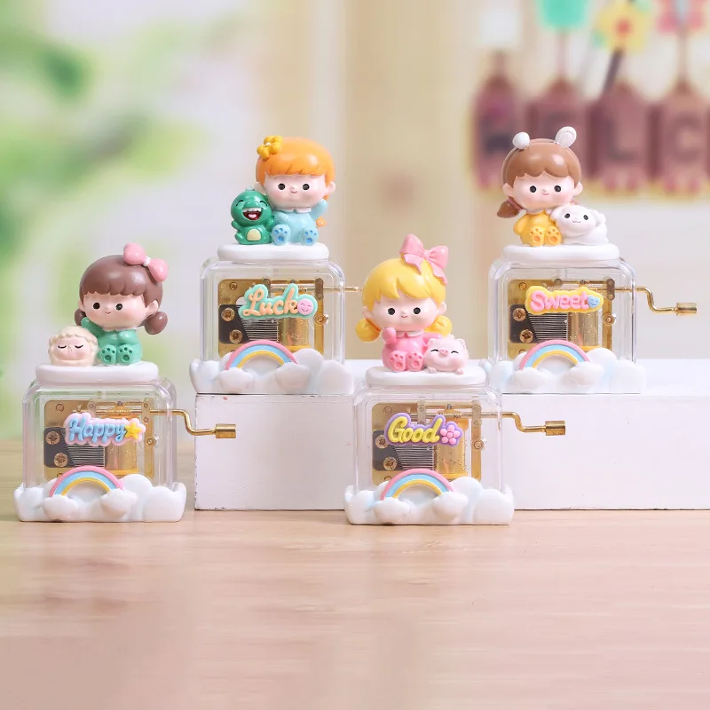 Cute Hand-Crank Musical Jewelry Box Vintage Shaker Music Box with Doll Perfect Birthday Holiday Gift for Girls Kids and Women