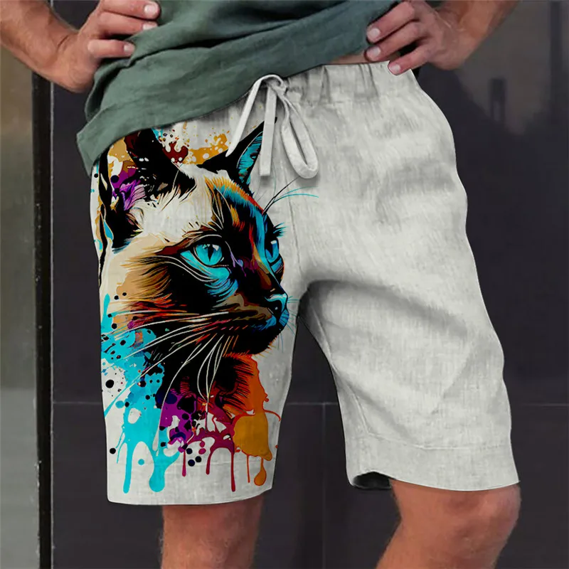 Men\'s Board Shorts Swim Shorts Swim Trunks Summer Shorts Beach Shorts Drawstring Elastic Waist 3D Print Graphic Animal Cat Breat