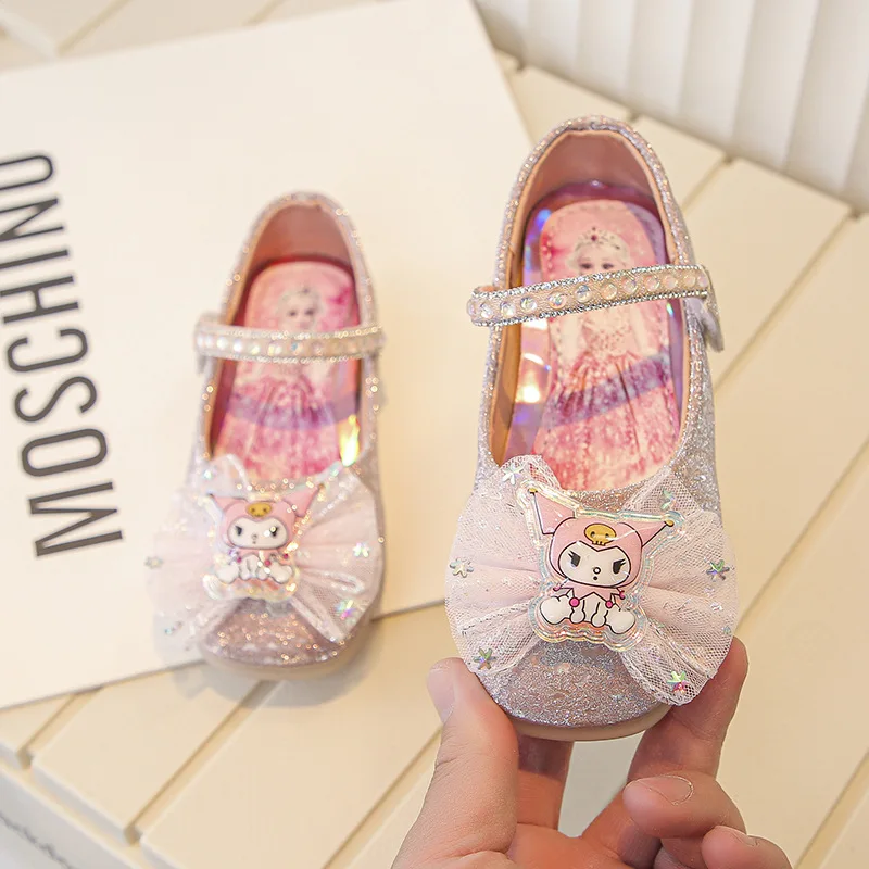 

Kids'Casual Shoes House Shoes PU Leather Crystal Kuromi Summer Shoes For Girls Anti-slip Pink Silver Shoes Size 23-34