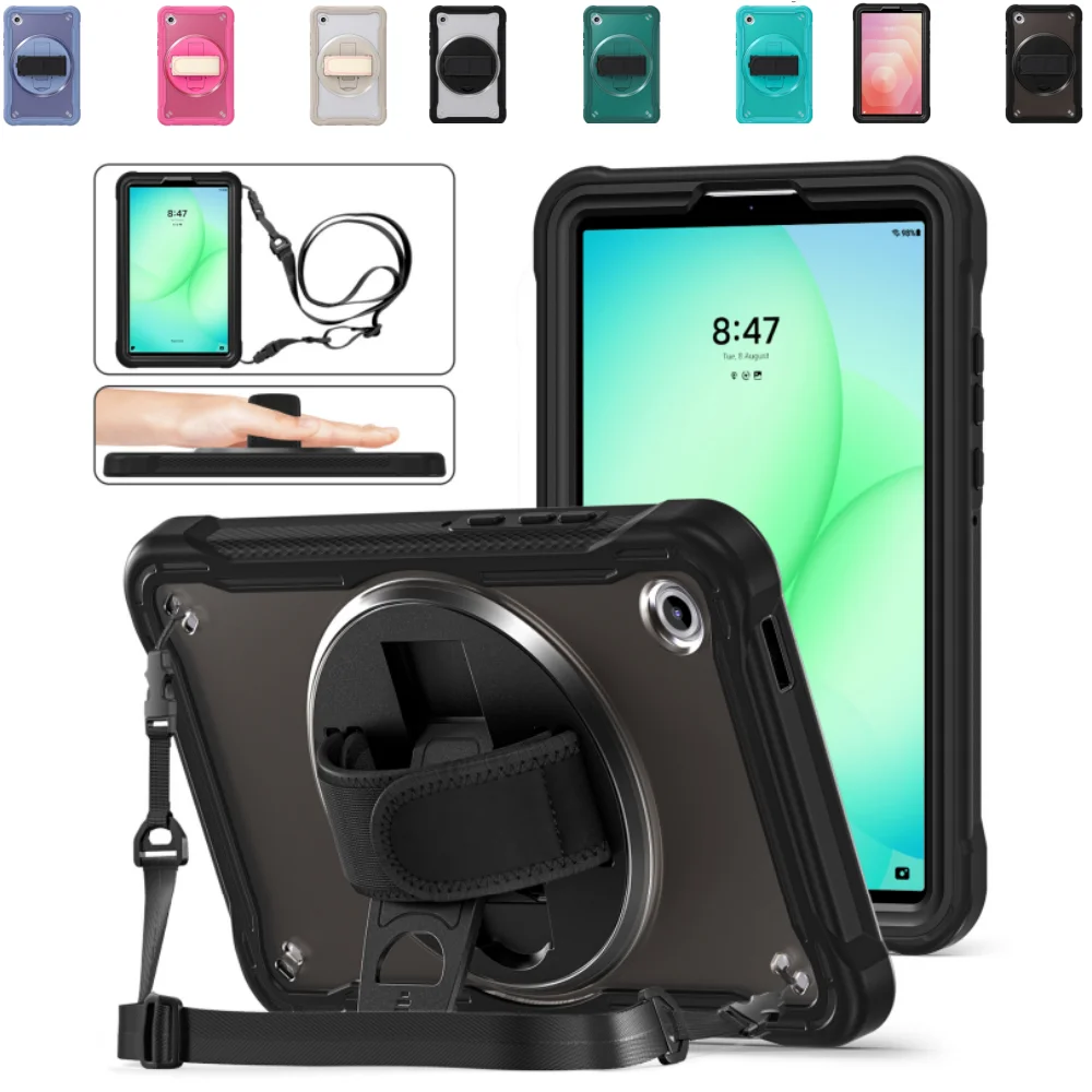 

Прочный чехол для Samsung Galaxy Tab A11 8.7 дюймов SM-X130 X135 2025 с вращающимся ремешком и плечевым ремнем