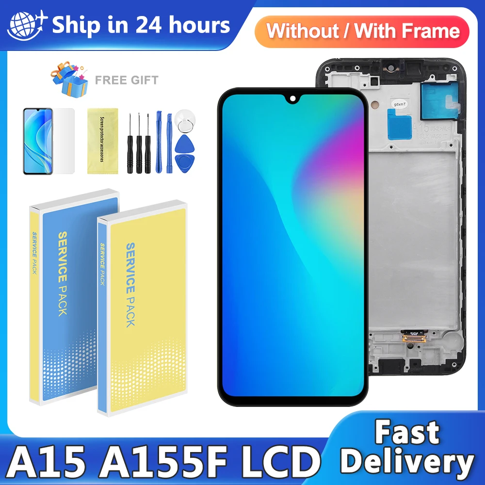 Full Size OLED For Samsung A15 4G SM-A155F LCD Display Touch Screen Digitizer Assembly Replacement A15 5G SM-A156B Screen