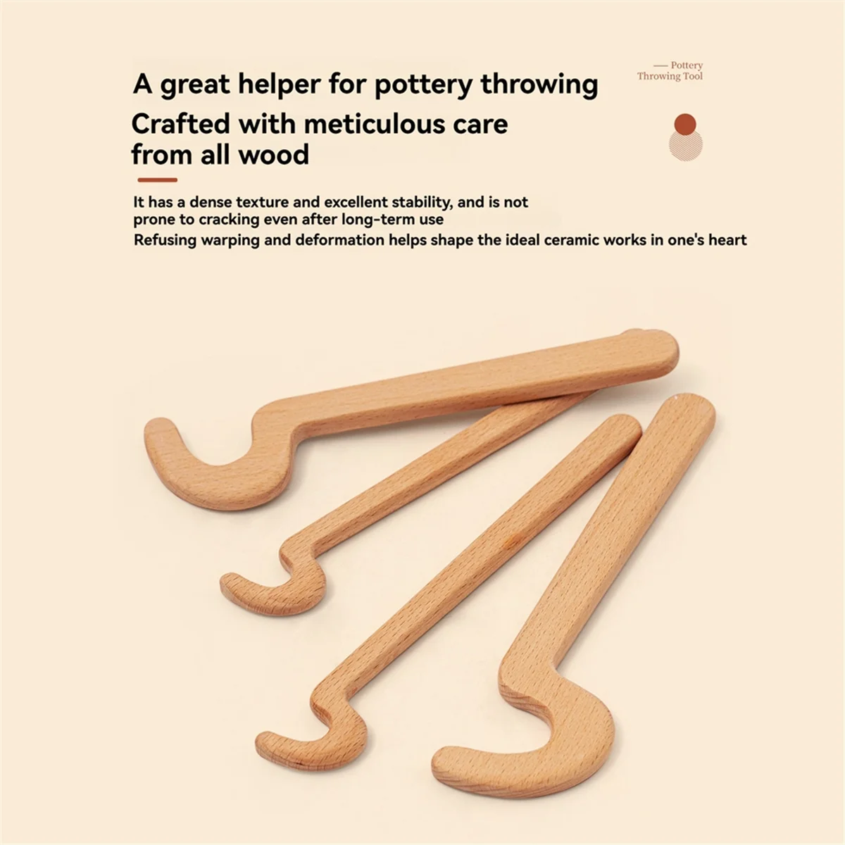 A002 Pottery Tools Wooden Long Handle Blank Elongated Pot Auxiliary Ceramic Bottle DIY Hand Elongated Smooth Modeling Tool B view 5
