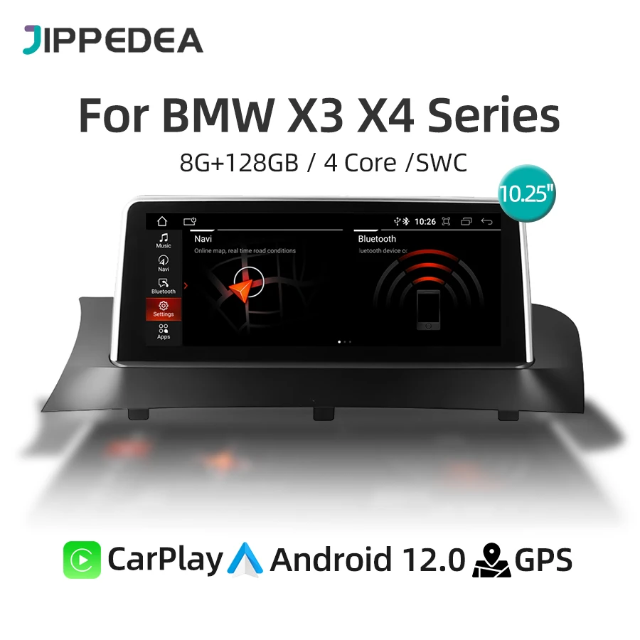 Android 12 CarPlay Car Multimedia Player GPS Navigation 4G WiFi 720P Screen Car Radio For BMW X3 X4 Series F25/F26 2011-2012